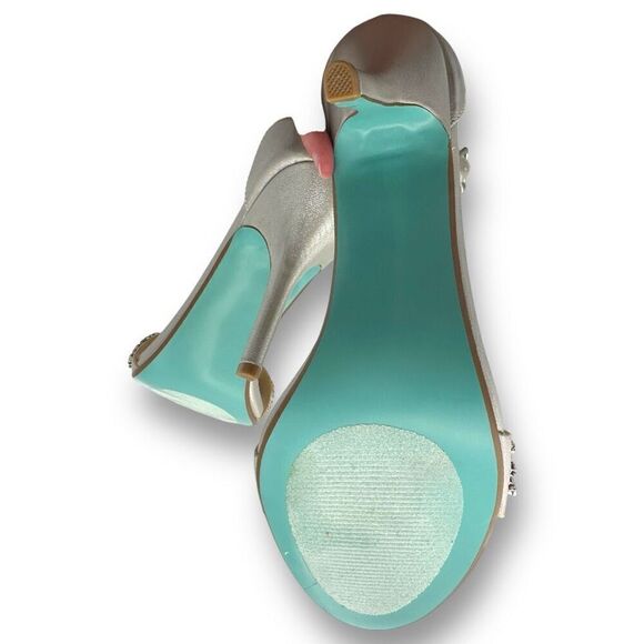 Betsey Johnson Womens Gina Embellished Rhinestone Sandals Silver Size 10M - Picture 9 of 11